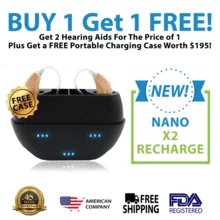 Load image into Gallery viewer, 🔥 ON SALE: Buy 1 New Nano Model X2 Recharge Hearing Aid And Get The Second Ear FREE! Plus Get a FREE Portable Charging Case Worth $195!